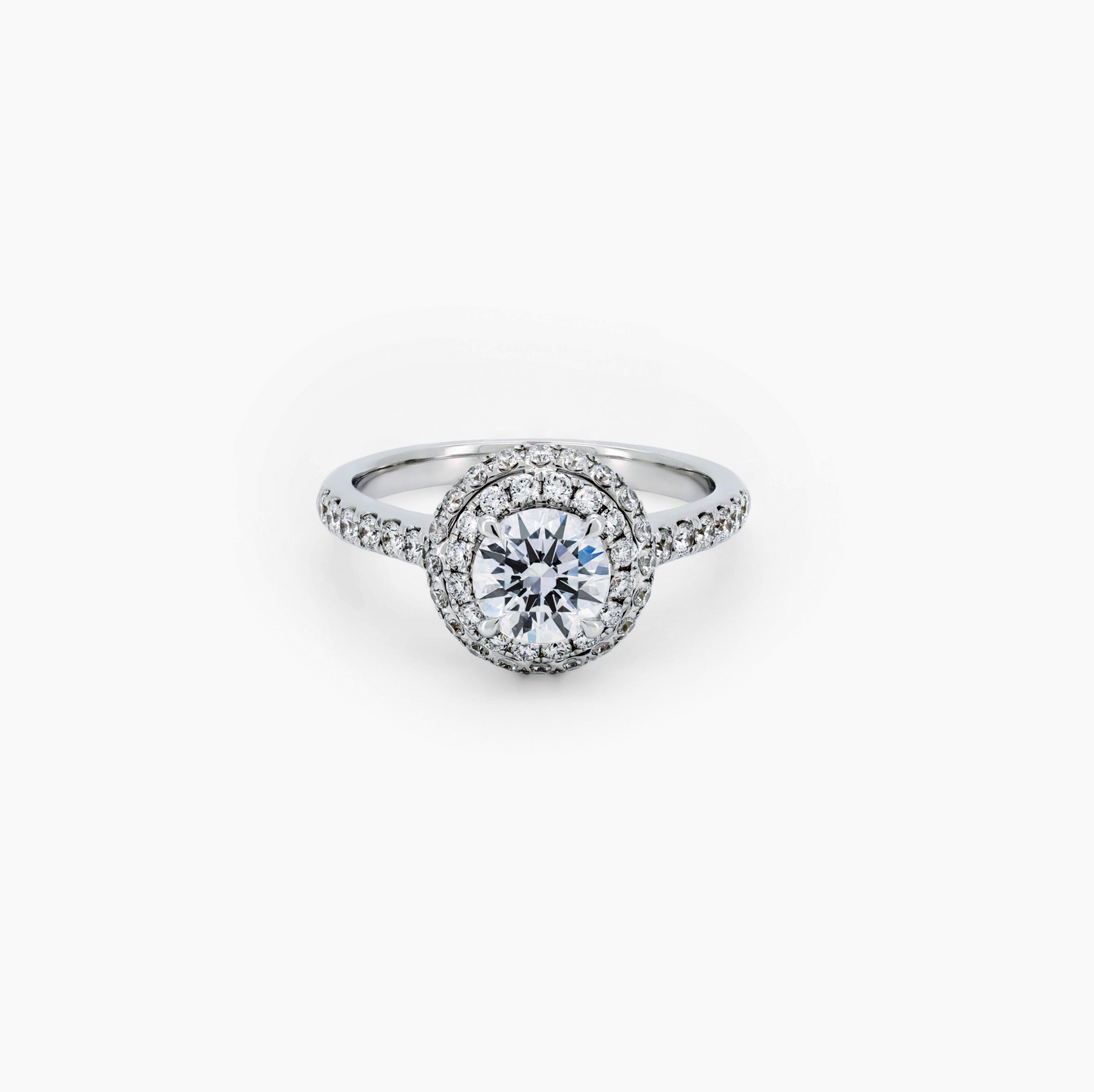 Double halo ring RD 0.87 F VS1 IGI in white gold