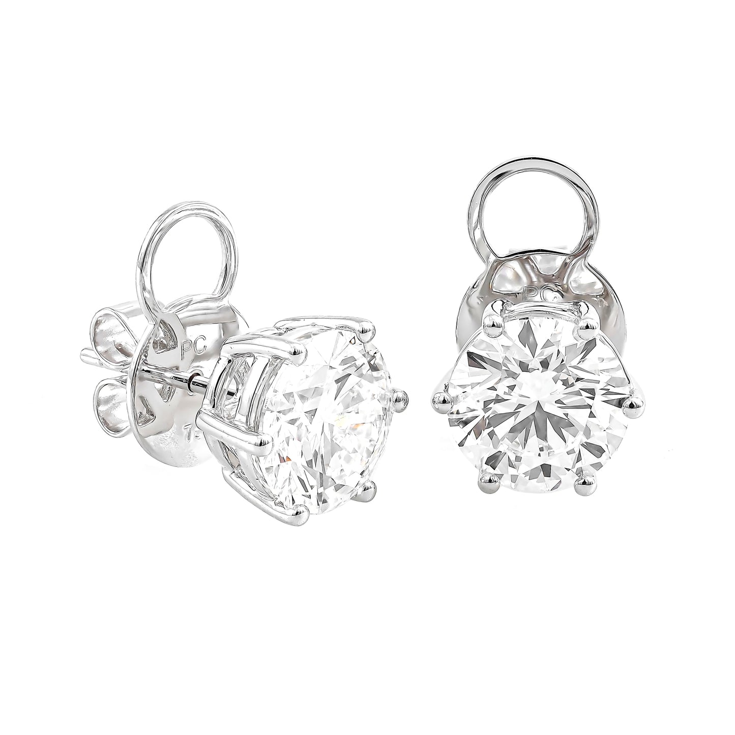 Stud 6 Prong Earrings 2.55 E VVS2 IGI in white gold