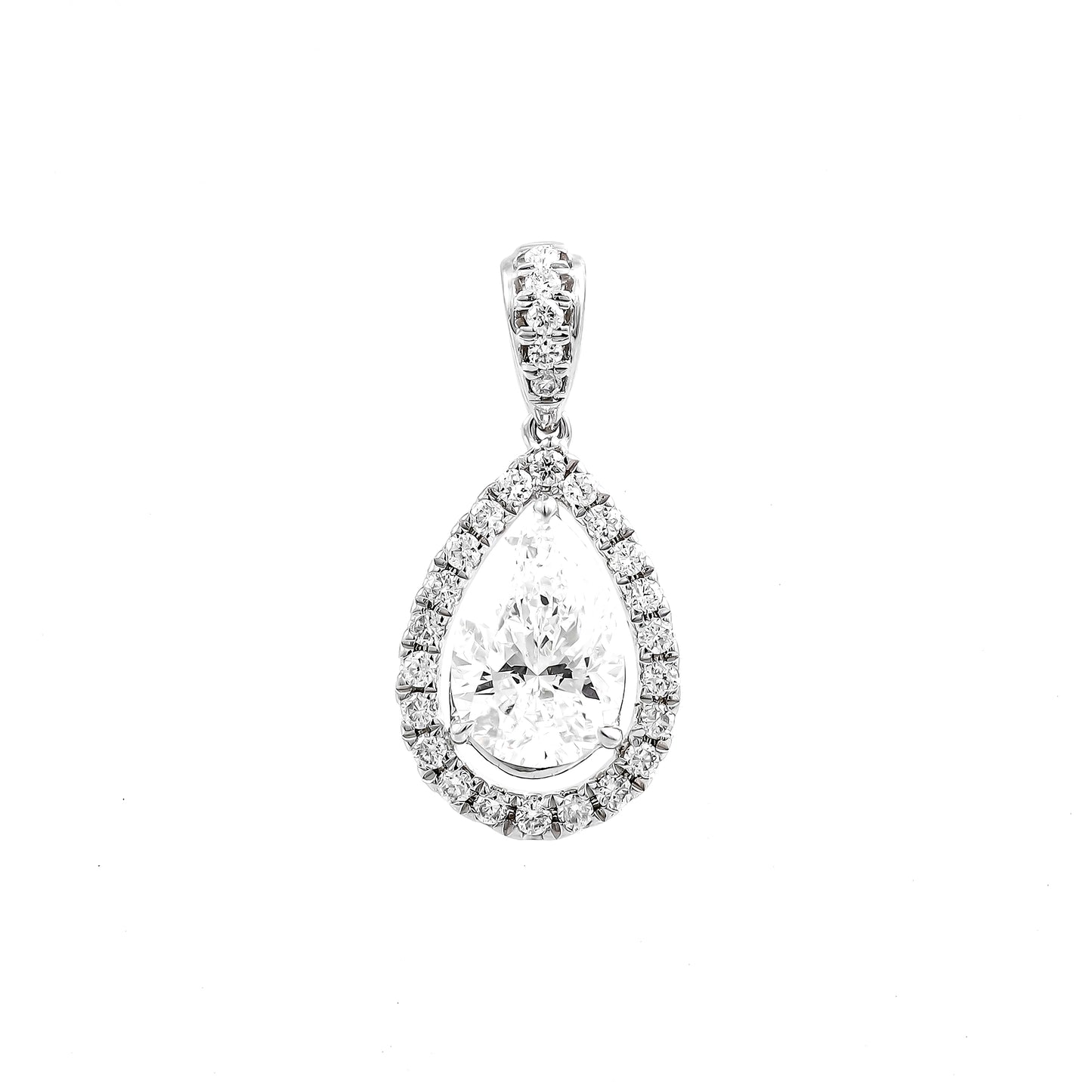 Spirit halo pendant PE 0.84 D VVS2 IGI in white gold