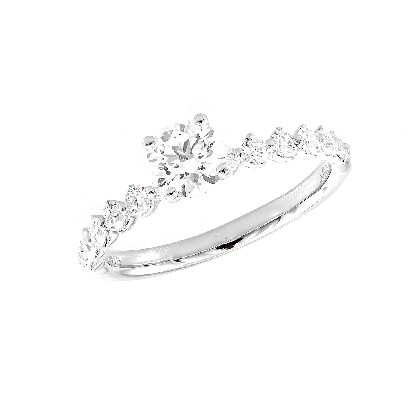 Floating pave ring RD 0.55 D VVS2 IGI in white gold