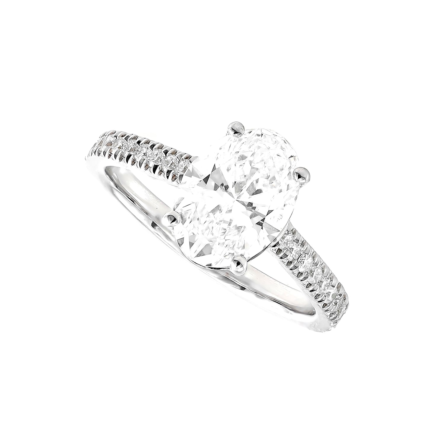 Classic pave ring OV 1 D VVS2 IGI in white gold