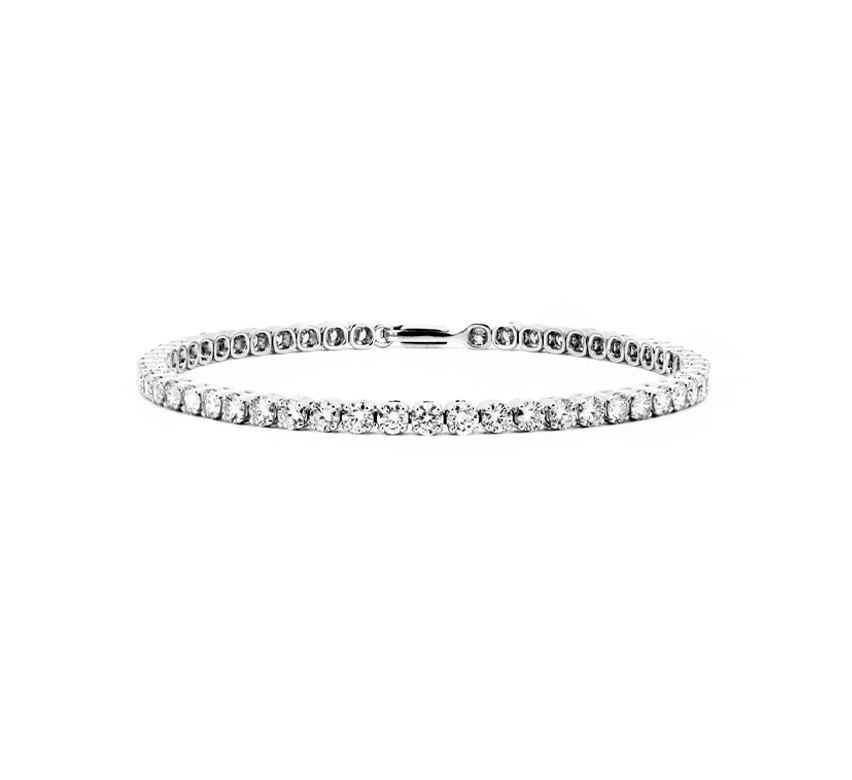 Round tennis bracelet 3mm (0.1ct each) in white gold