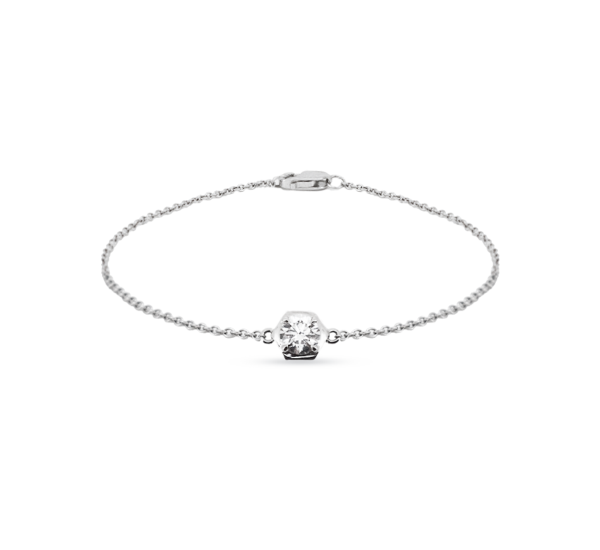 Hexagon solitare RD 0.5 D VS1 IGI bracelet in white gold