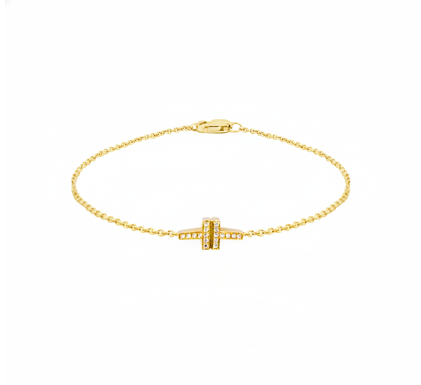 Double chain cross in gold