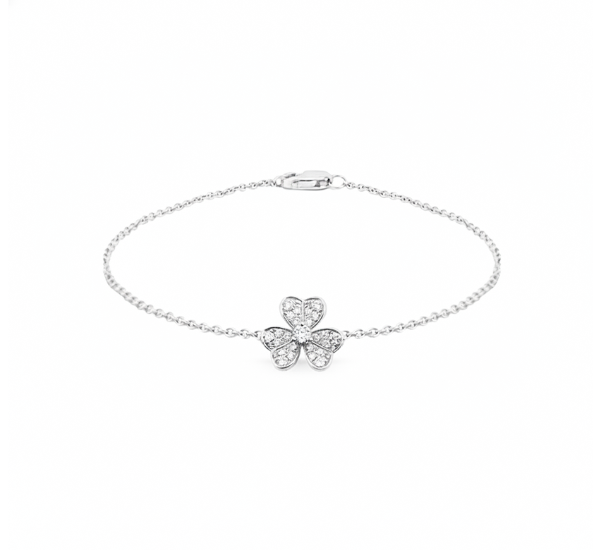 3 clover bracelet in white gold