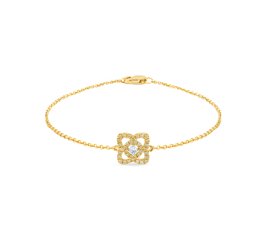 Lotus pave bracelet in yellow gold