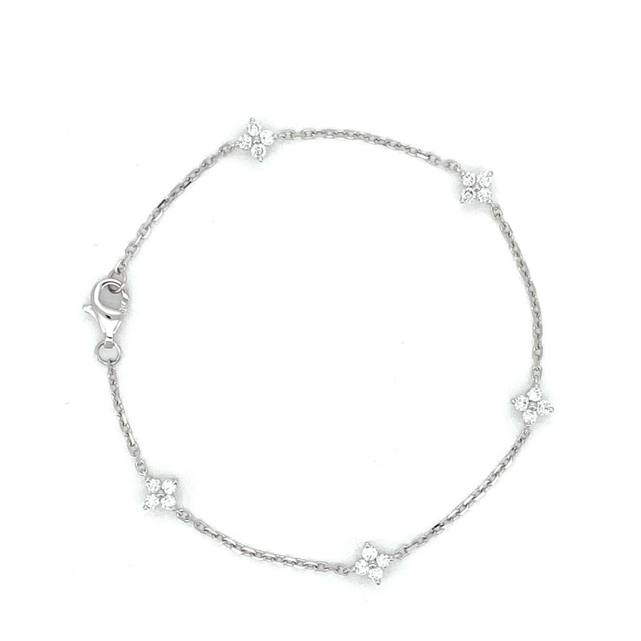 4 clovers chain bracelet in white gold