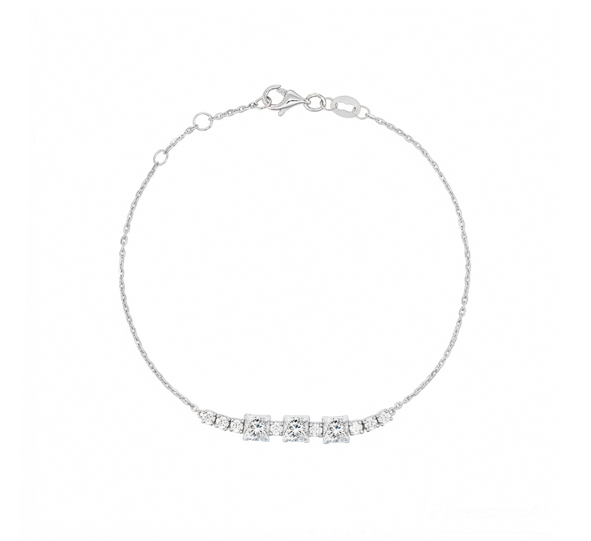 Princess cut bracelet in white gold