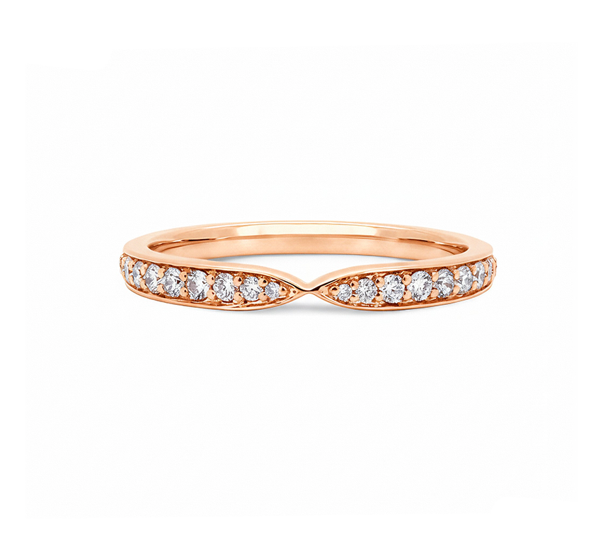 Bow pave ring in rose gold