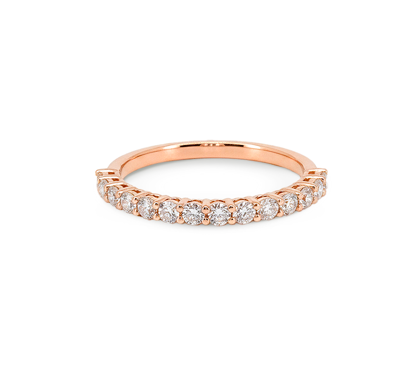 Half pave ring 2.2mm in rose gold