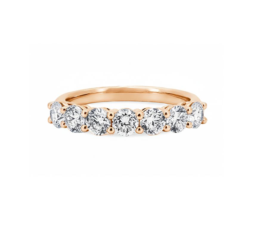 Half pave ring 3mm in rose gold