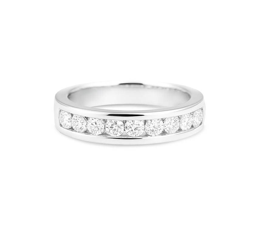 Half pave bezel ring 3.5mm in white gold