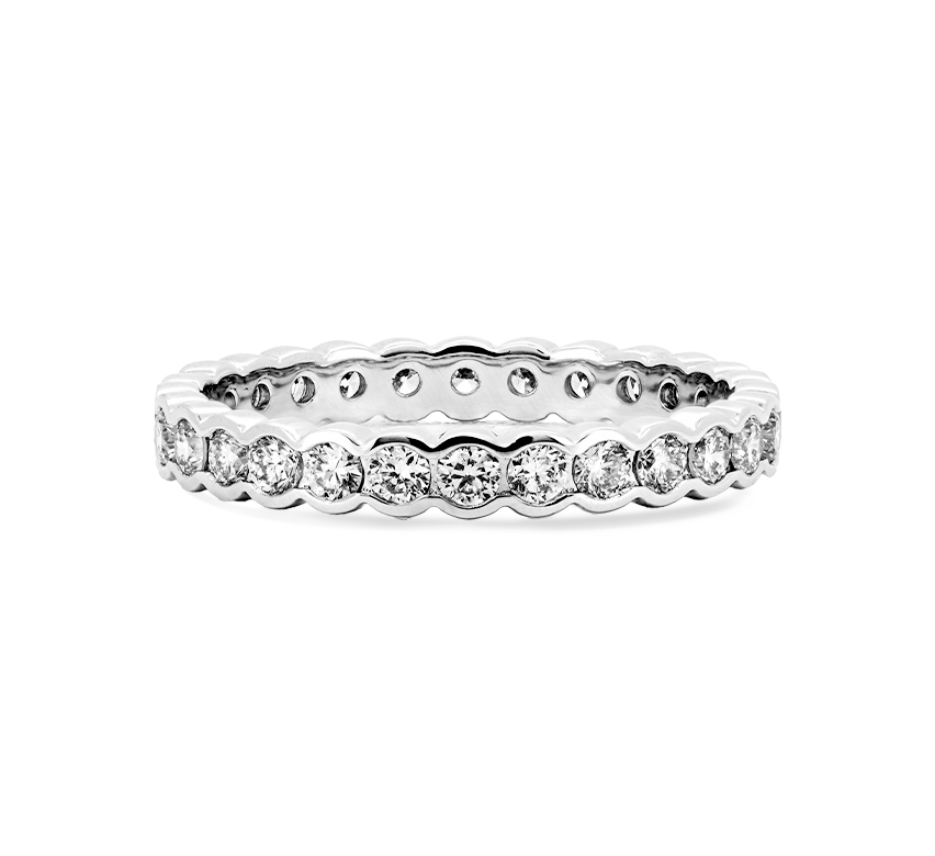 Full pave bezel ring 3mm in white gold
