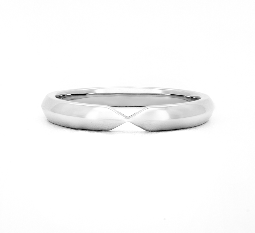 Bow nesting ring in white gold