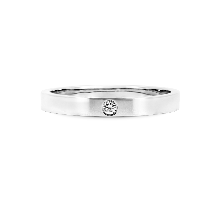 Classic clean cut 1 eye ring 3mm in white gold