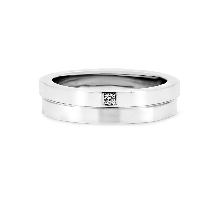 2 row with 1 eye ring in white gold