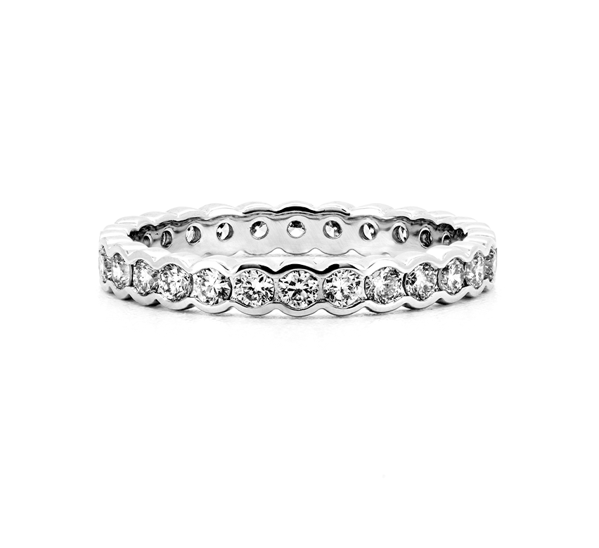 Full pave bezel ring in white gold