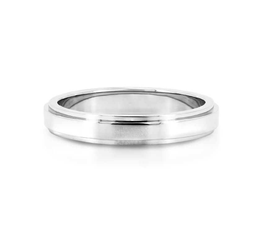 2 steps ring 2.1mm in white gold