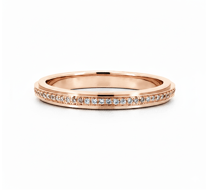 2 steps pave ring in rose gold