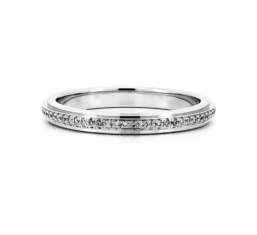 2 steps pave ring in white gold