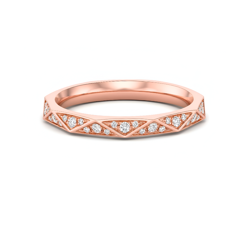 Weave full pave ring 3.2mm in rose gold