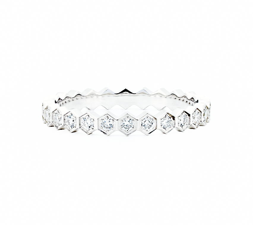 Bee hive full pave in white gold