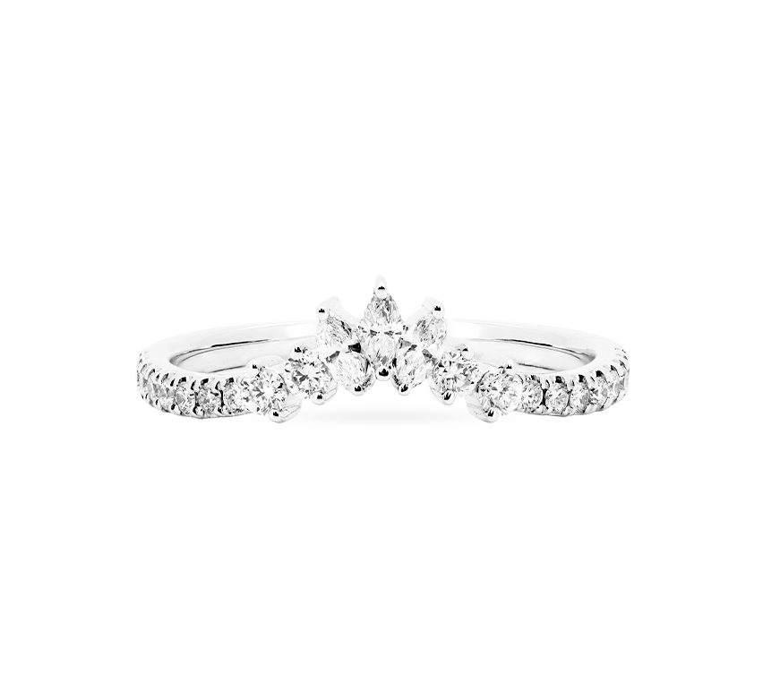 Crown ring in white gold