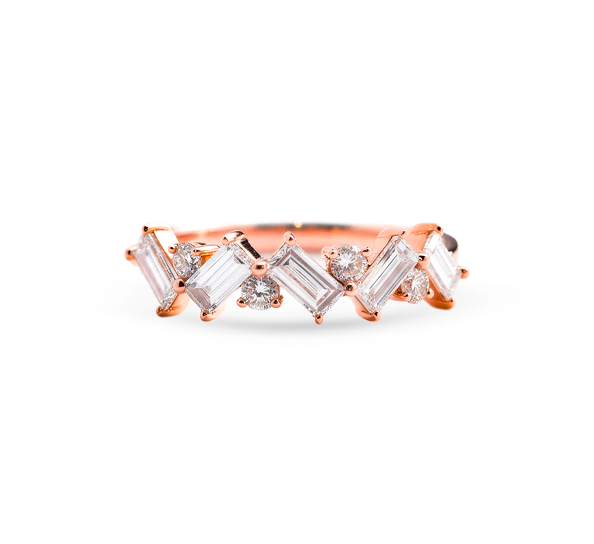 Emerald zigzag ring in rose gold