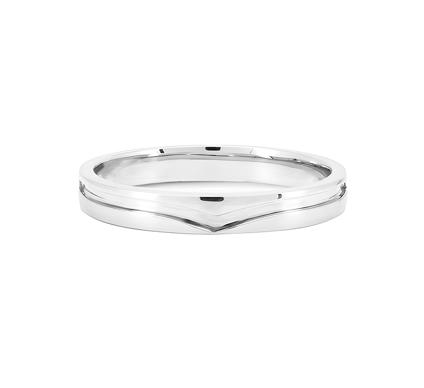 V line ring in white gold