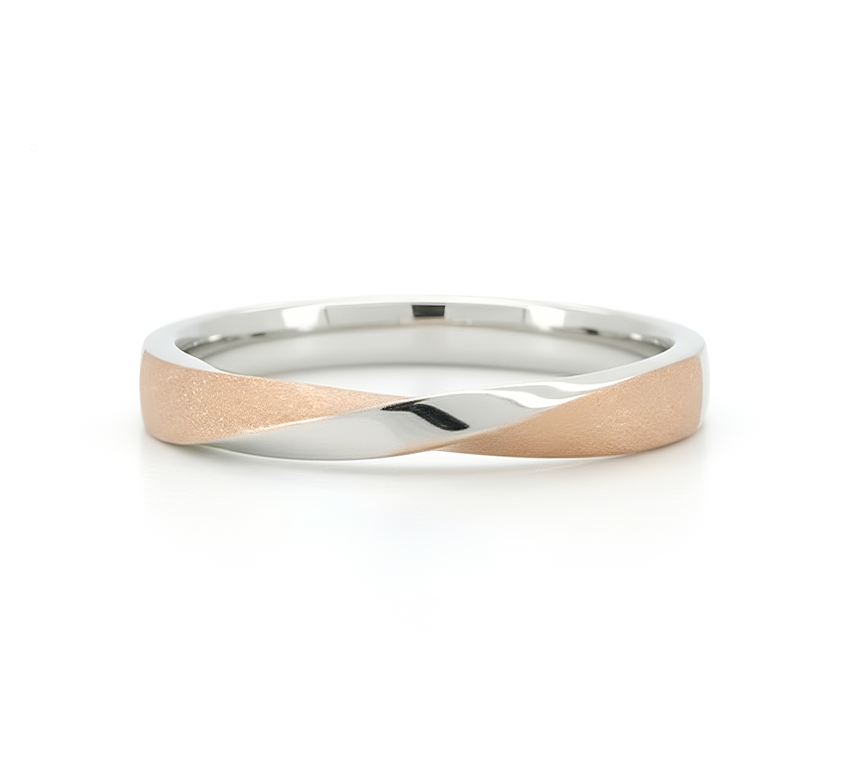 Ring set K: Sand blast twist in mix color gold