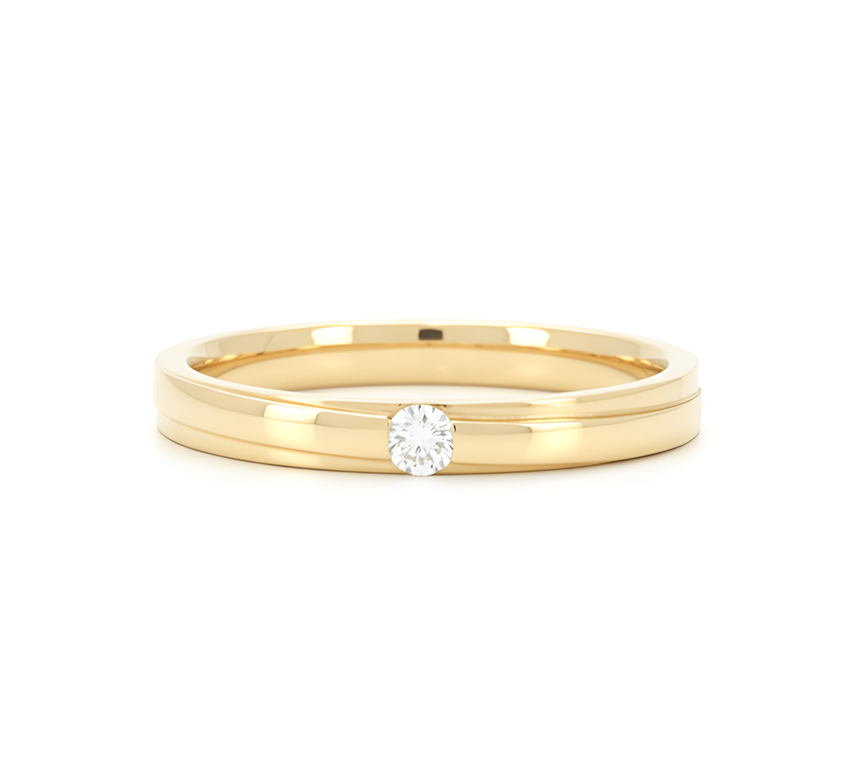 Ring set O: Luxury gold ring with 1 eye in yellow gold