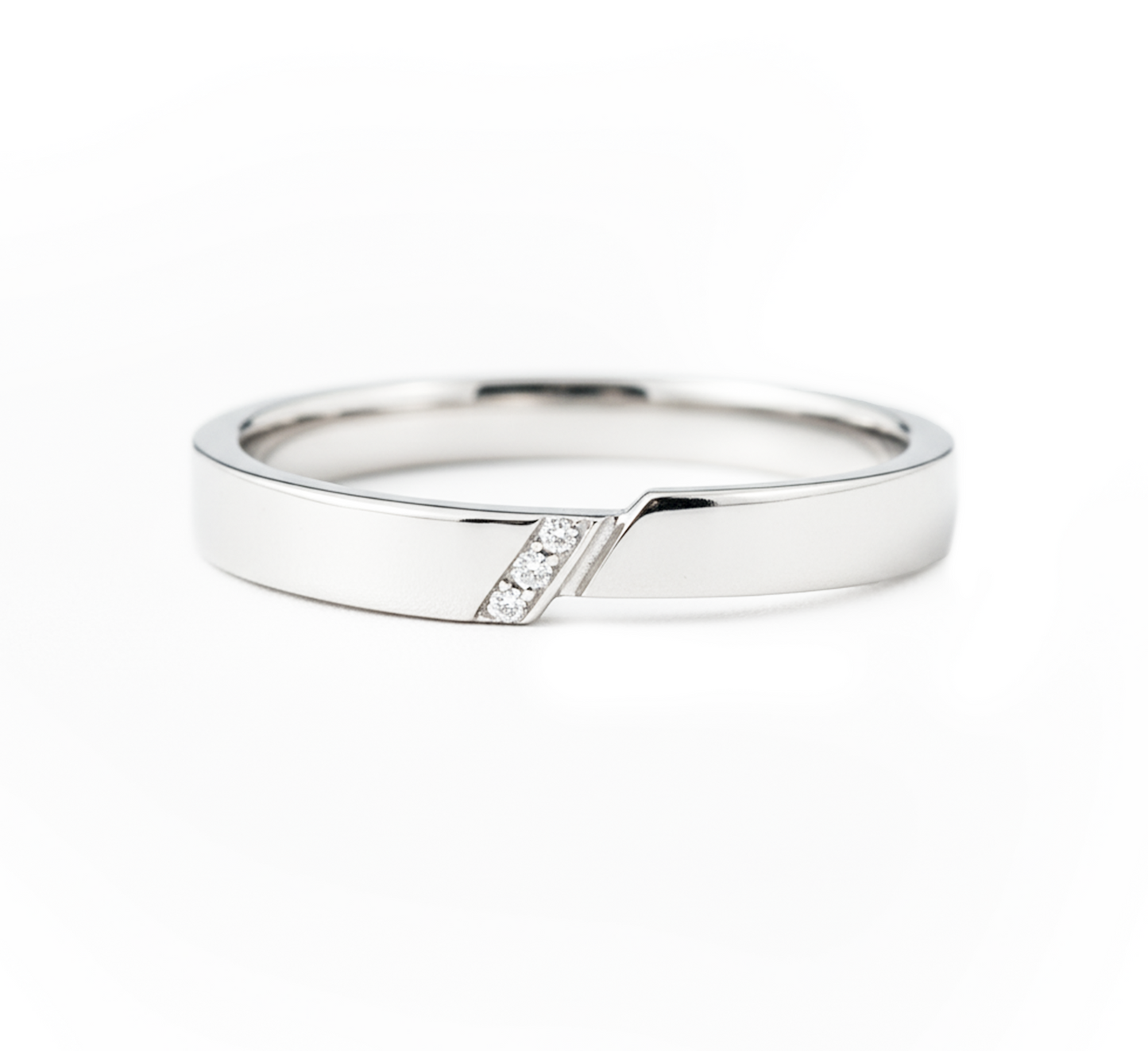 Ring set R: Slash ring 3 eyes in white gold