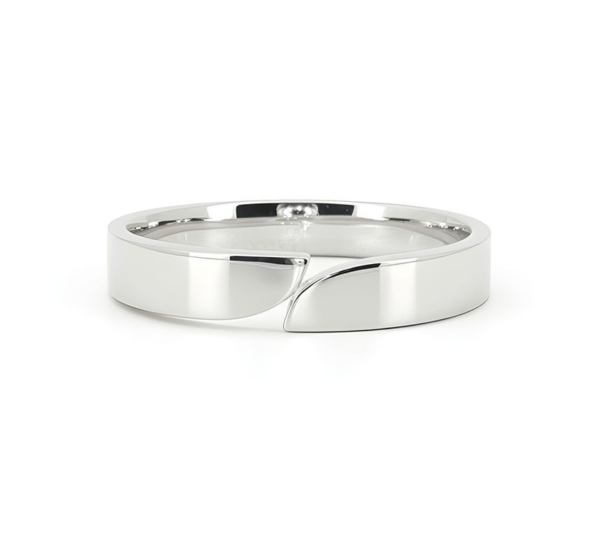 Ring set S: Slash satin ring in white gold