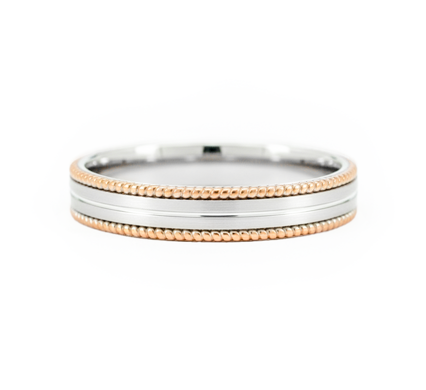 Ring set U: Yellow edge milgrain in mix color gold