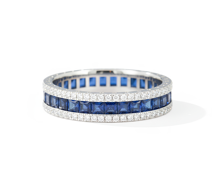 Sapphire pave ring in white gold