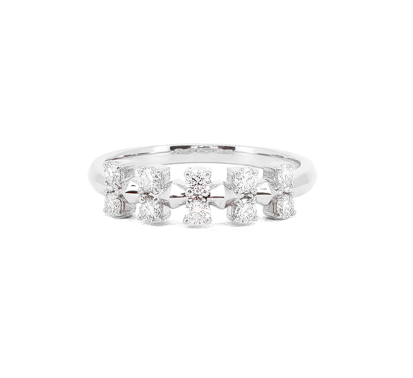 Vertical pave ring in white gold