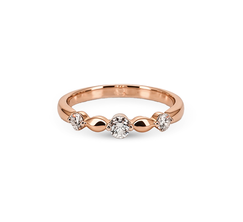 3 stones floating pave in rose gold