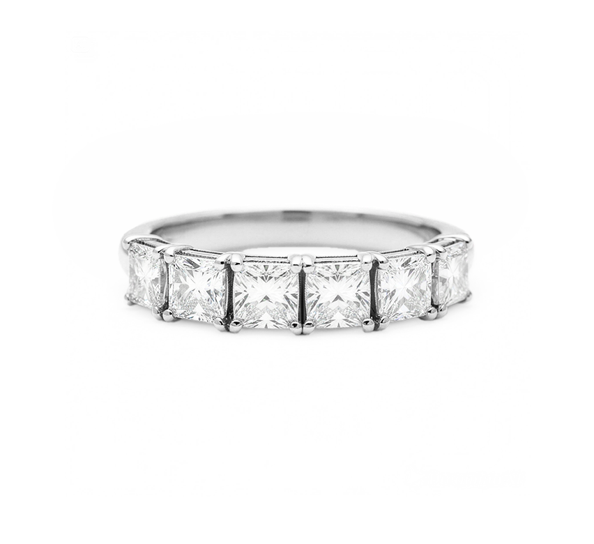 Princess half eternity 4mm in white gold