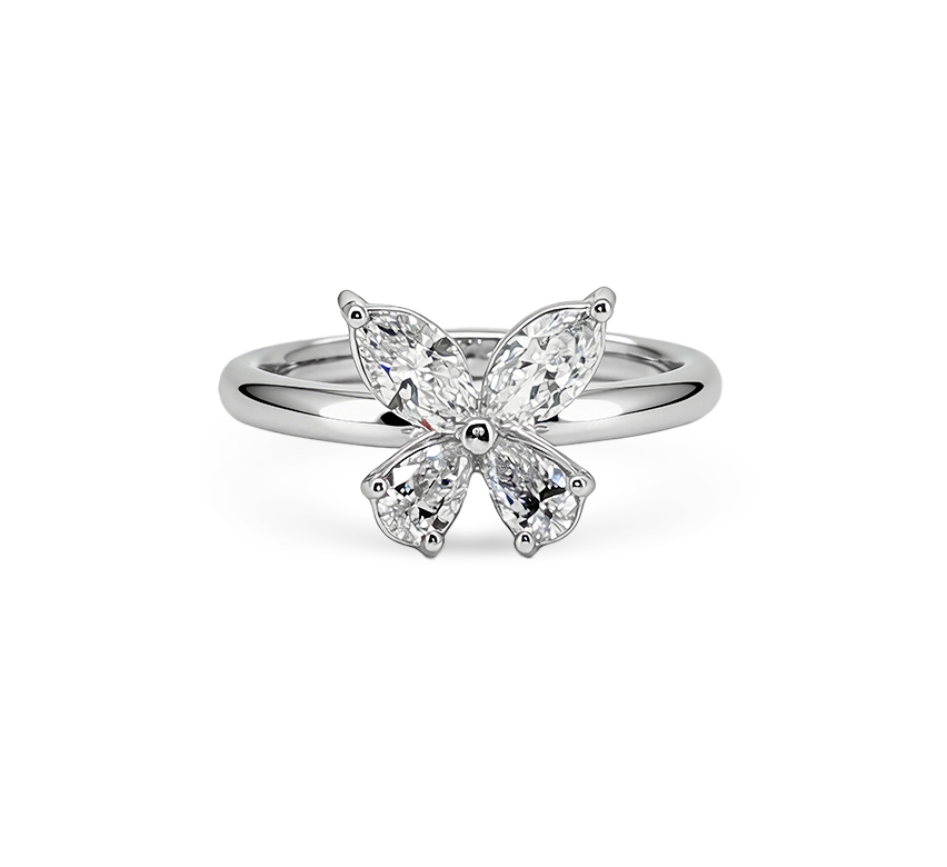 Butterfly series set A ring in white gold