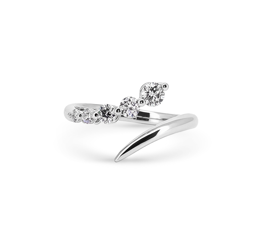 Graduating half floating pave in white gold