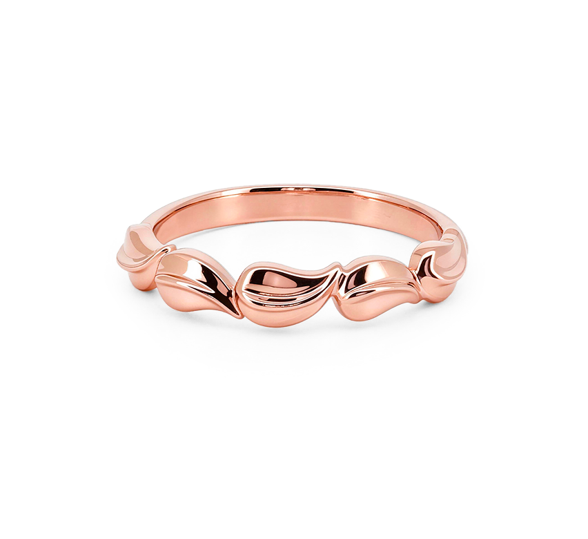 Leaf plain B ring in rose gold