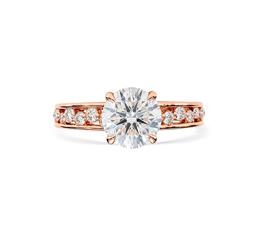 Pattern with diamonds E in rose gold