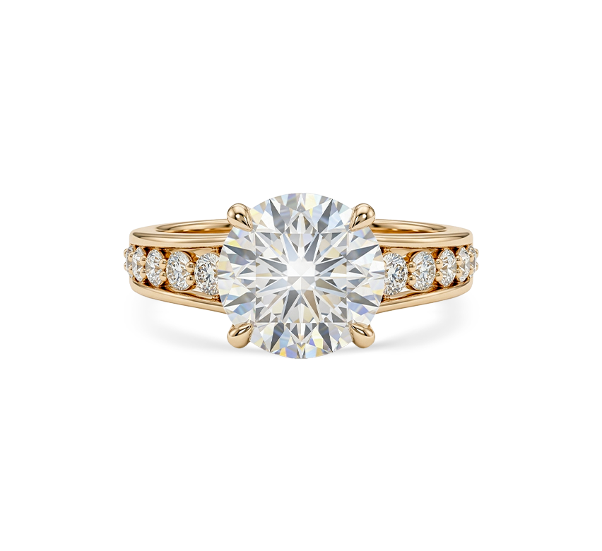 Pattern with diamonds R in yellow gold