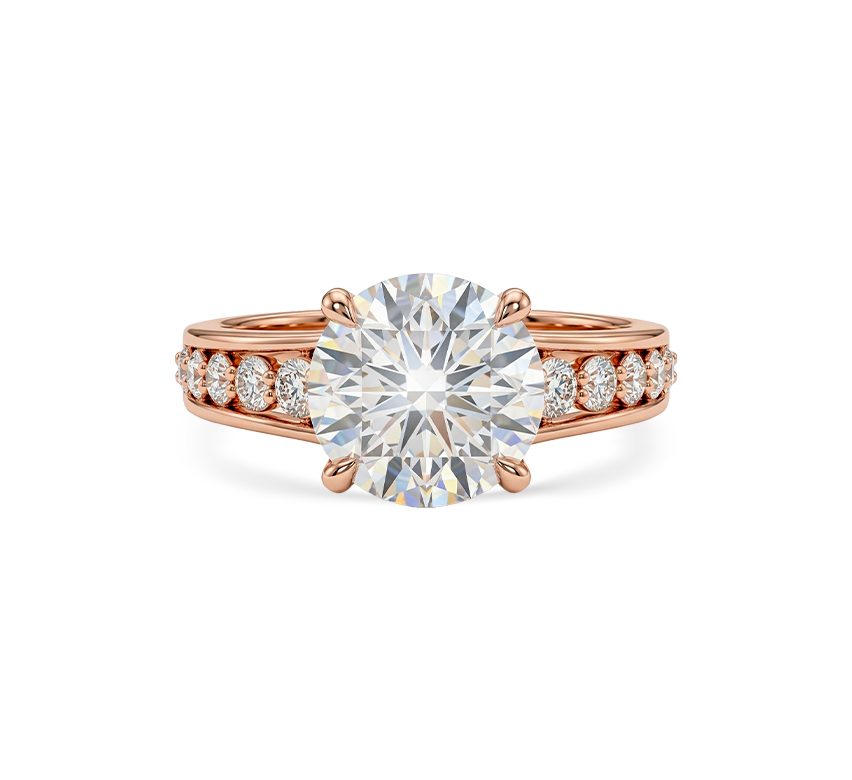 Pattern with diamonds R in rose gold
