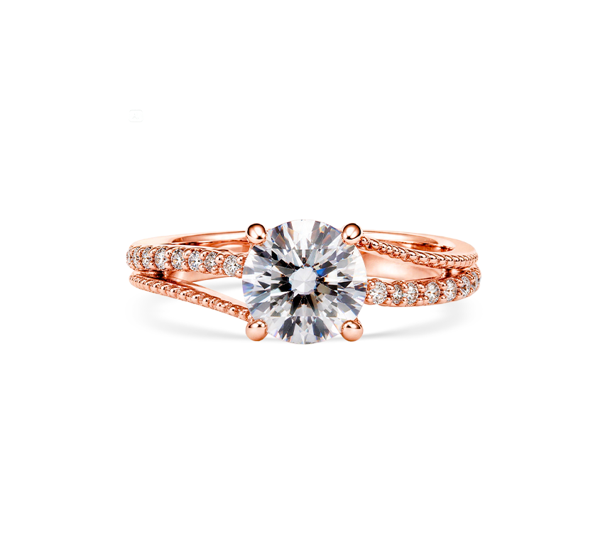 Pattern with diamonds S in rose gold