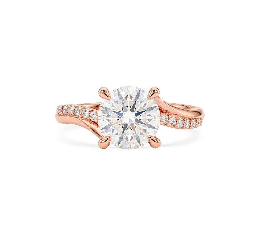 Pattern with diamonds T in rose gold