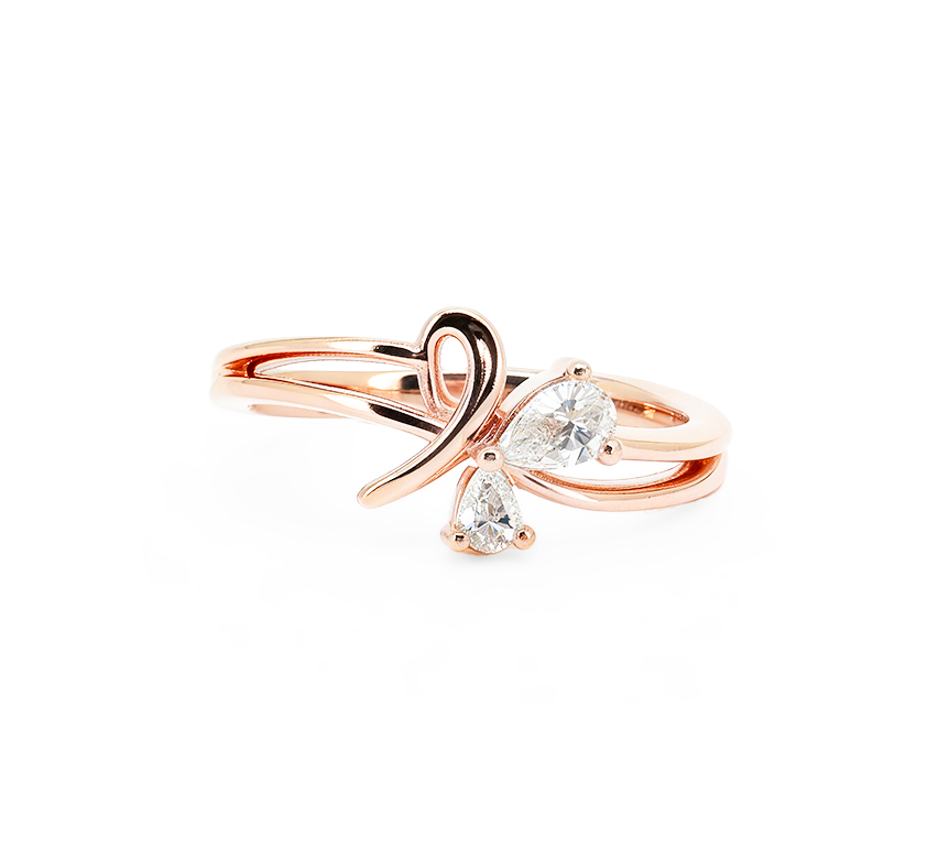 Pattern with diamonds AG in rose gold
