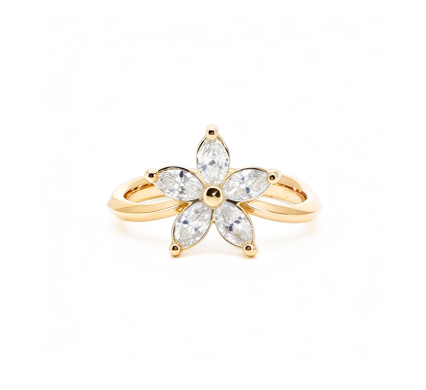 Flower series set B ring in yellow gold