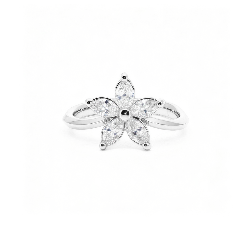 Flower series set B ring in white gold