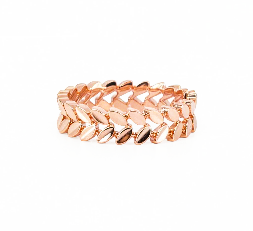 Pattern plain D ring in rose gold